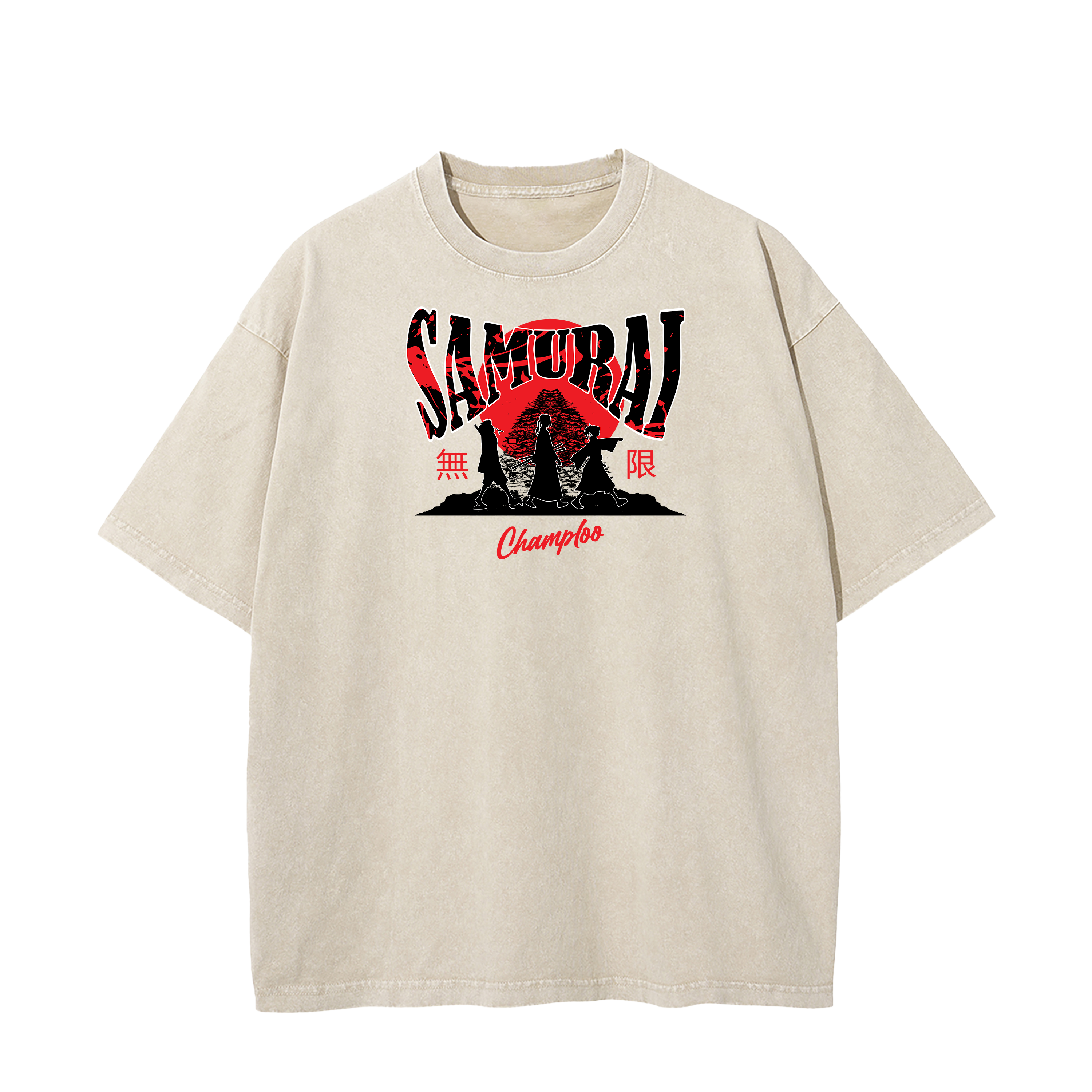 MUGEN SAMURAI CHAMPLOO VINTAGE TEE | GREY | APRICOT