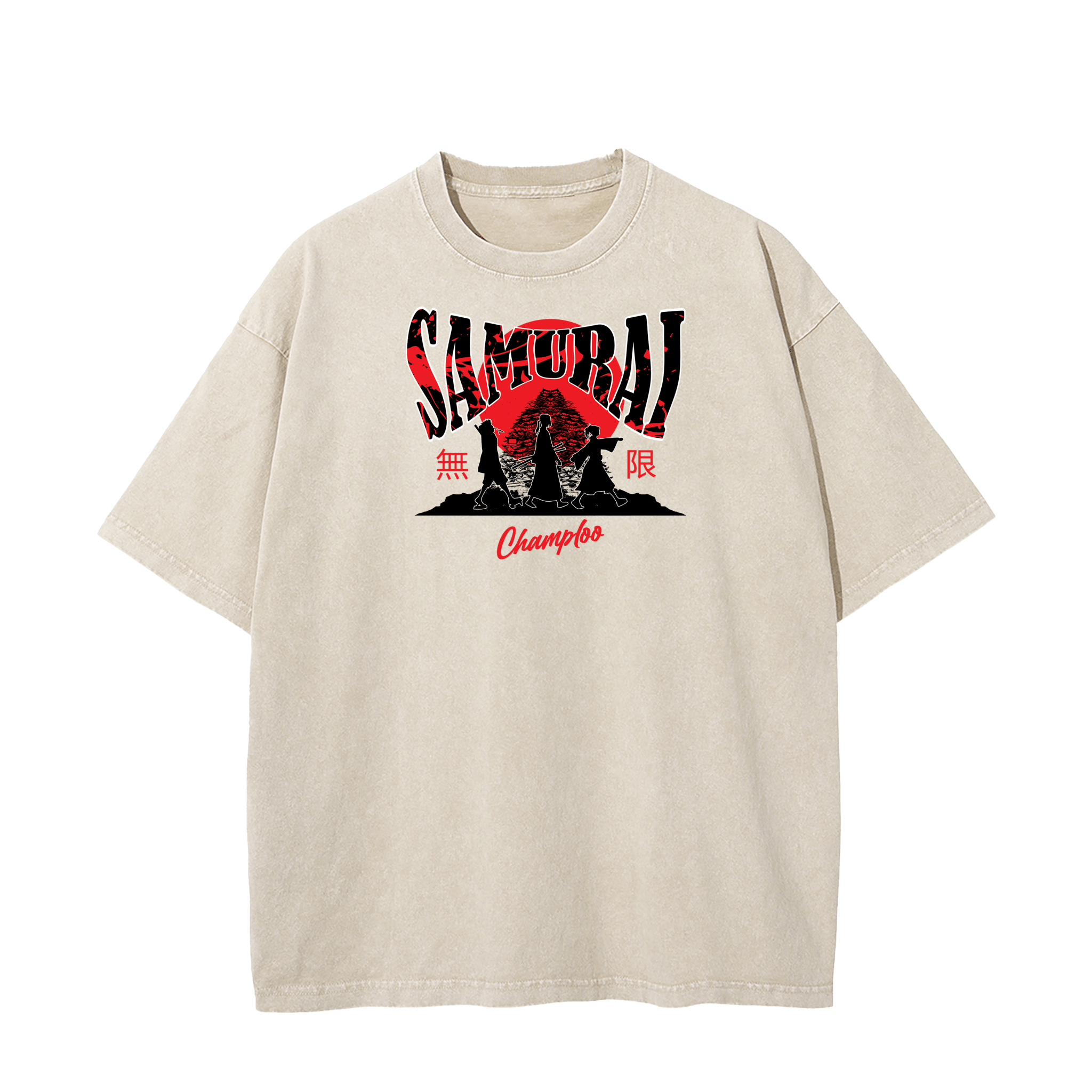 MUGEN SAMURAI CHAMPLOO VINTAGE TEE | GREY | APRICOT anime