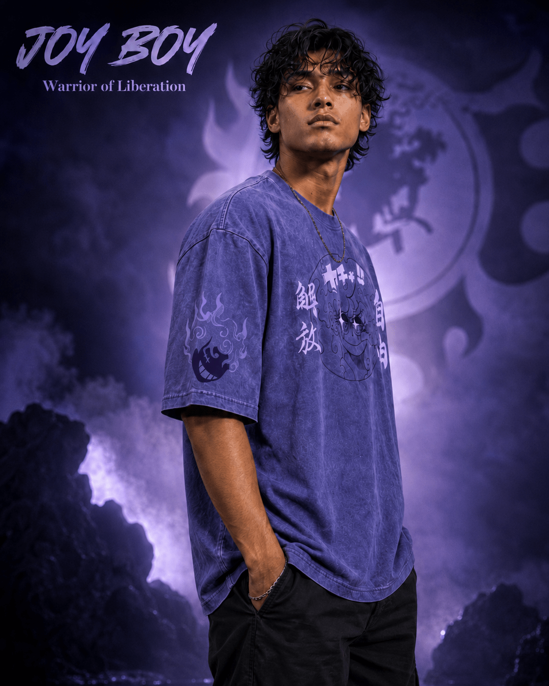 One Piece Luffy Gear 5 Nika Snow Washed Oversized Tee anime T-Shirt