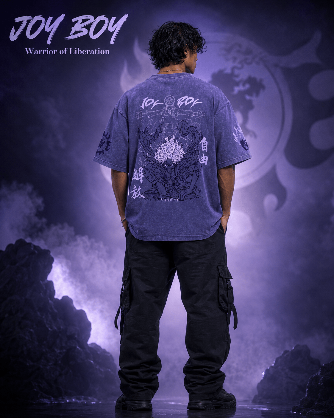 One Piece Luffy Gear 5 Nika Snow Washed Oversized Tee anime T-Shirt