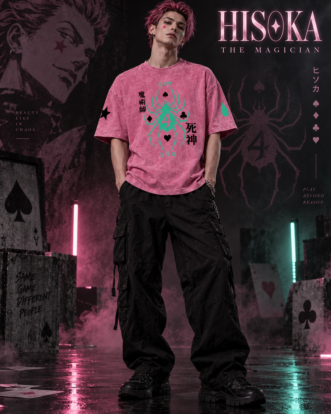 Hunter x Hunter Hisoka Spider No. 4 Snow Washed Oversized Tee