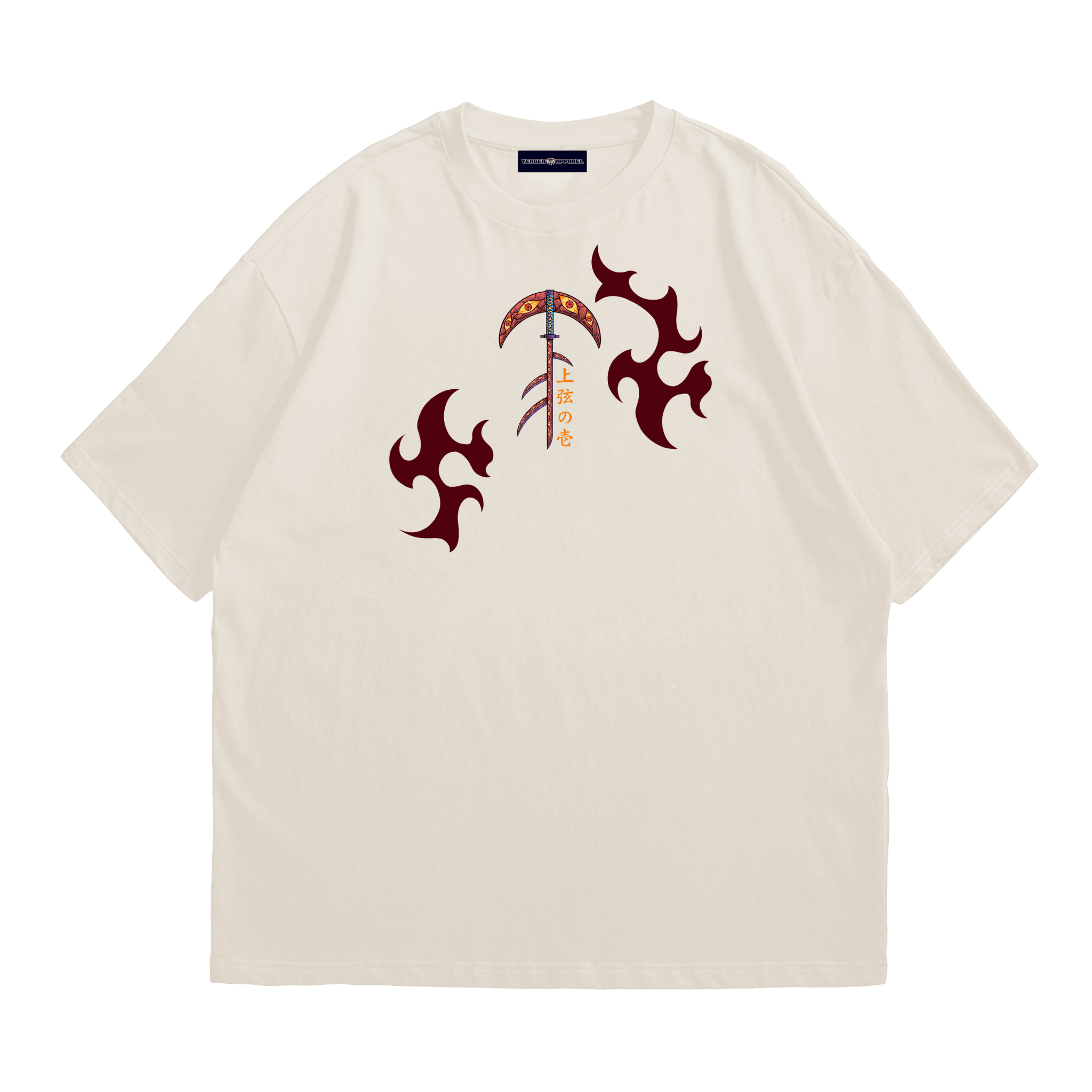 KOKUSHIBO: SIX-EYED SOVEREIGN VINTAGE TEE | Black&Apricot anime