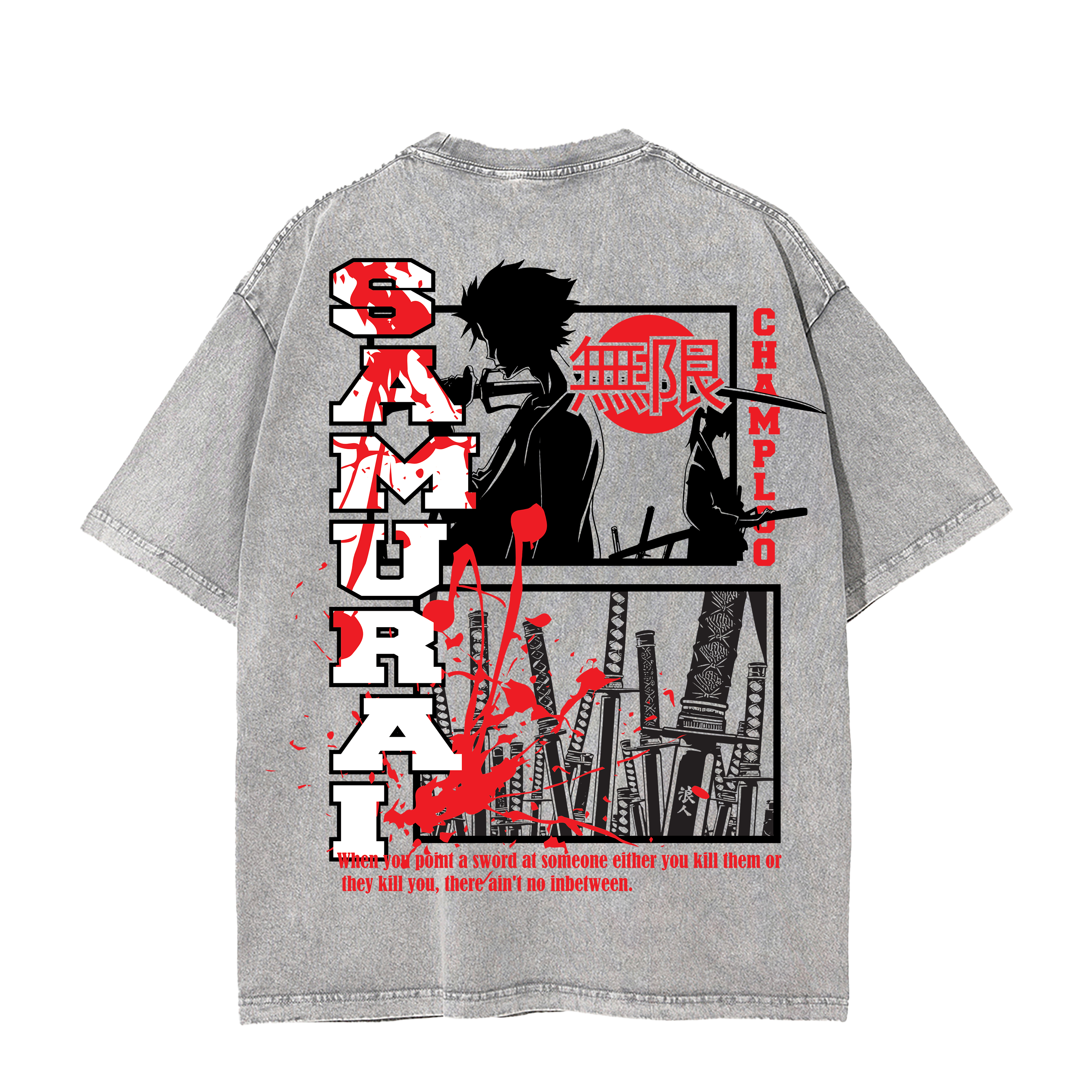MUGEN SAMURAI CHAMPLOO VINTAGE TEE | GREY | APRICOT