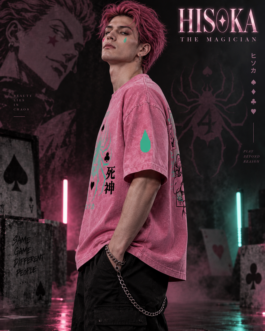 Hunter x Hunter Hisoka Spider No. 4 Snow Washed Oversized Tee