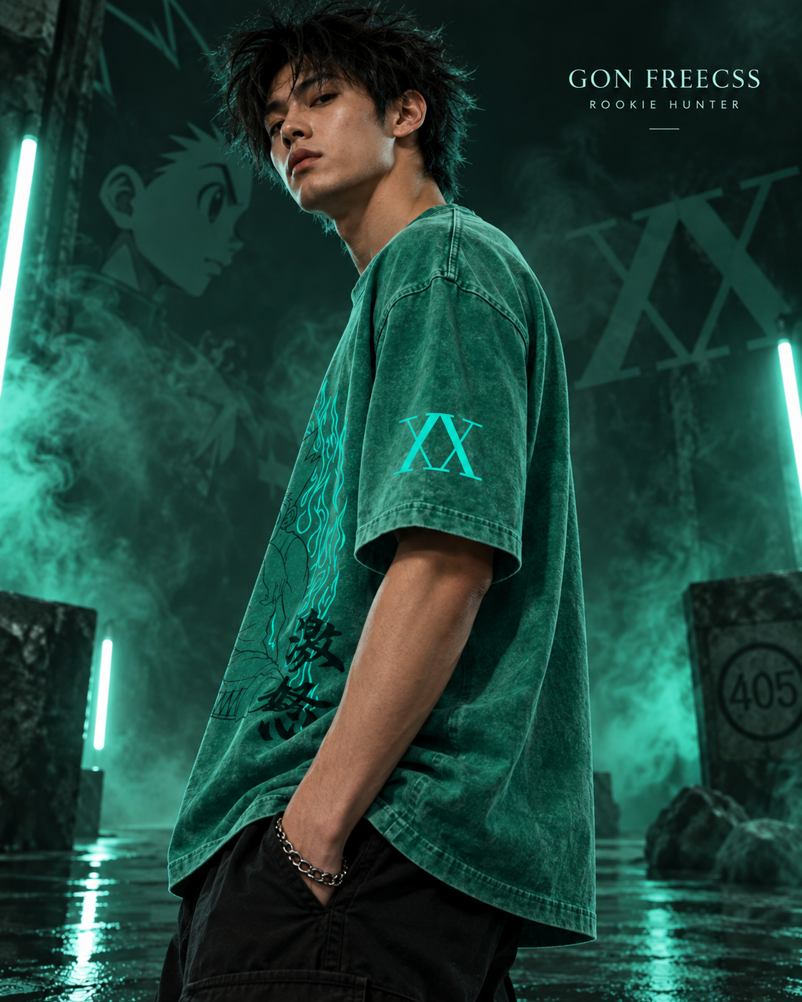 Hunter x Hunter Gon Rage Snow Washed Oversized Tee