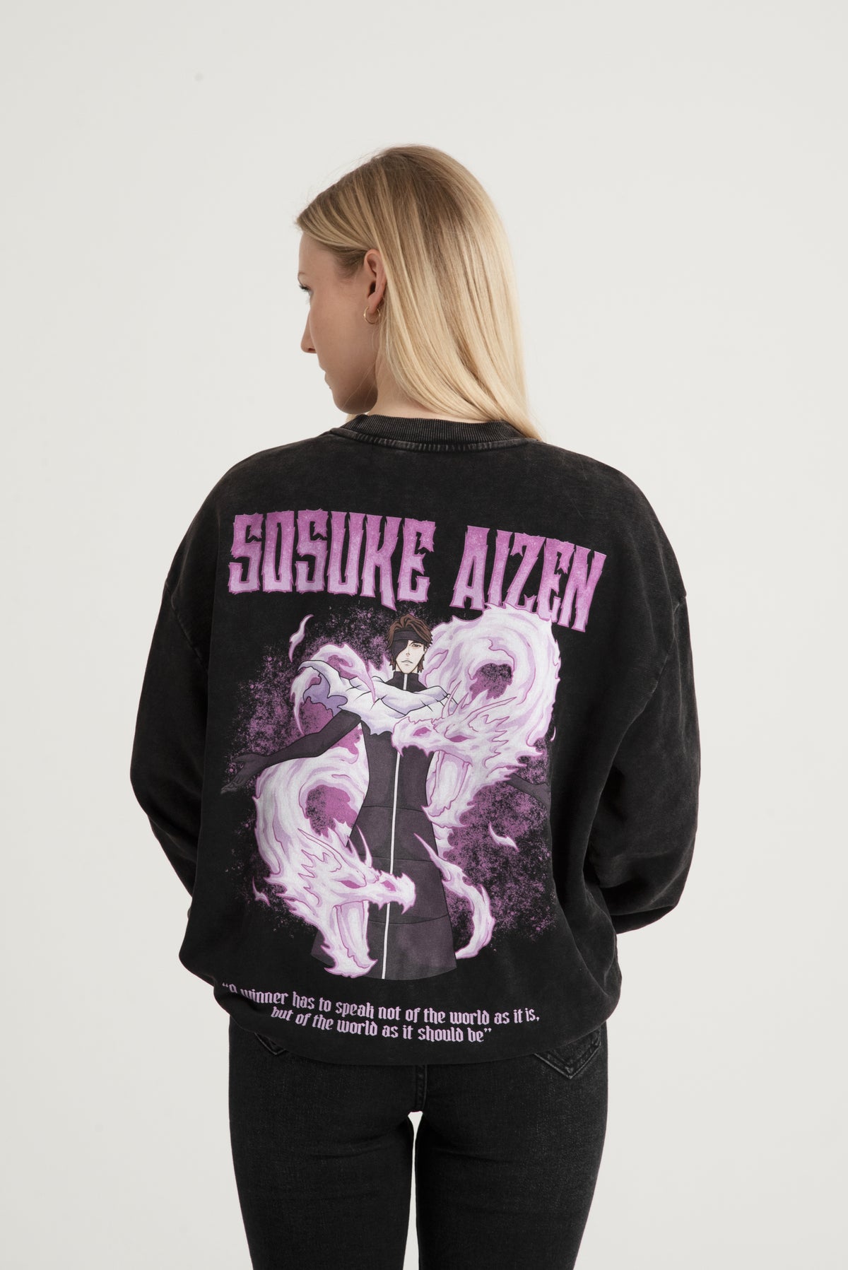 Aizen Sweatshirt Sosuke Aizen Bleach sweatshirt worn by model