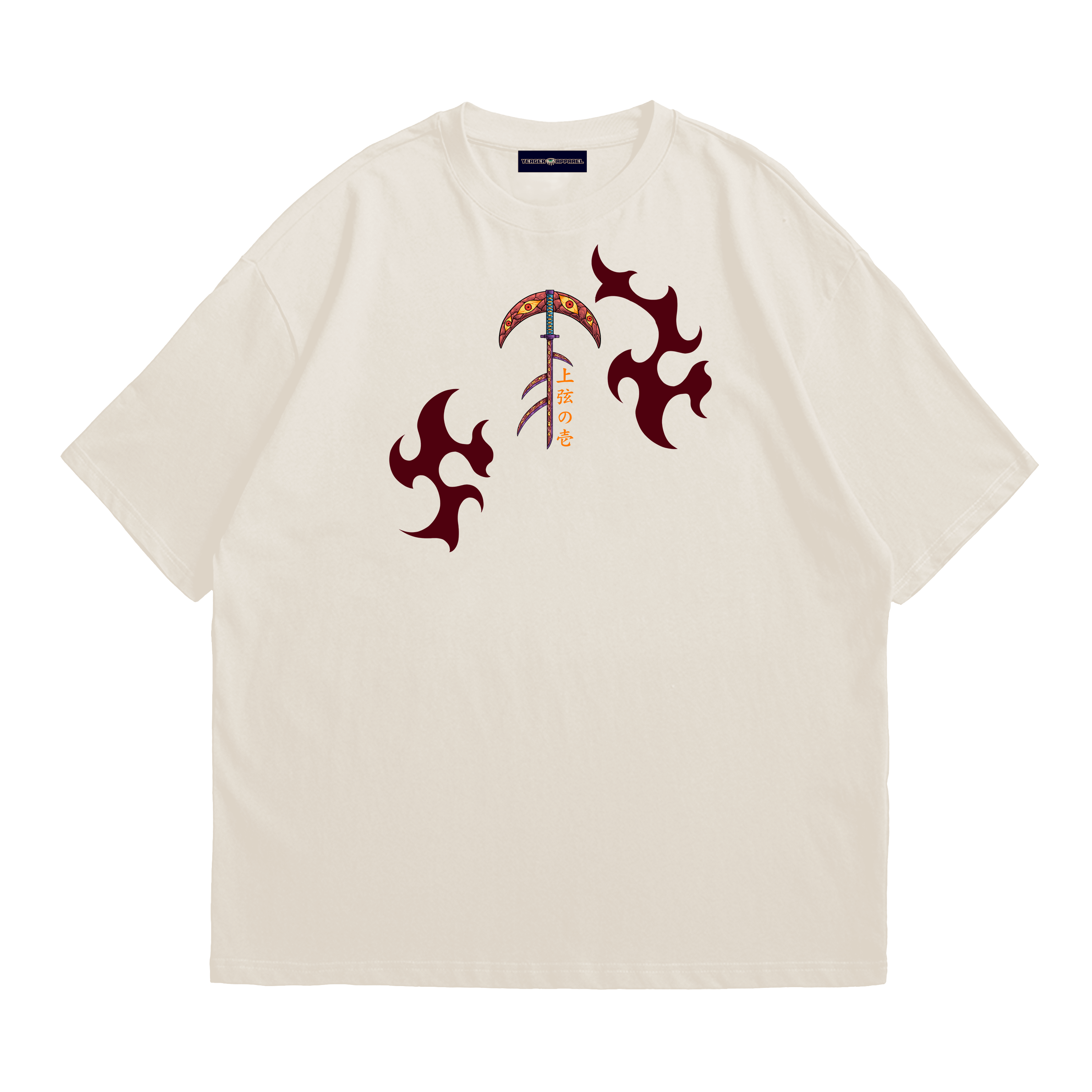 KOKUSHIBO: SIX-EYED SOVEREIGN VINTAGE TEE | Black&Apricot