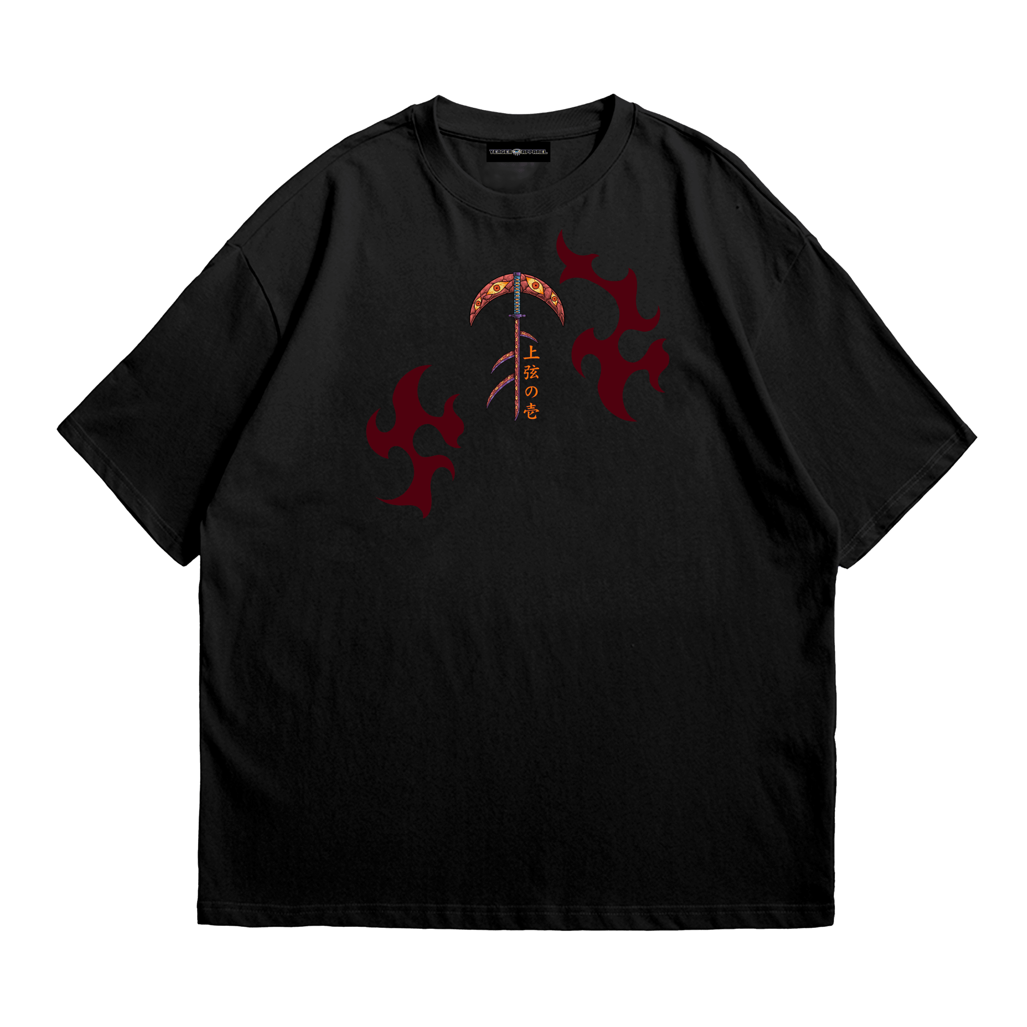 KOKUSHIBO: SIX-EYED SOVEREIGN VINTAGE TEE | Black&Apricot anime