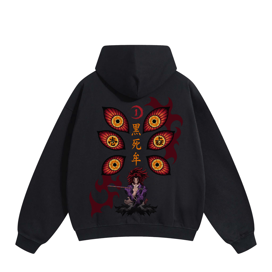 Kokushibo Six-Eyed Sovereign Demon Slayer hoodie back print