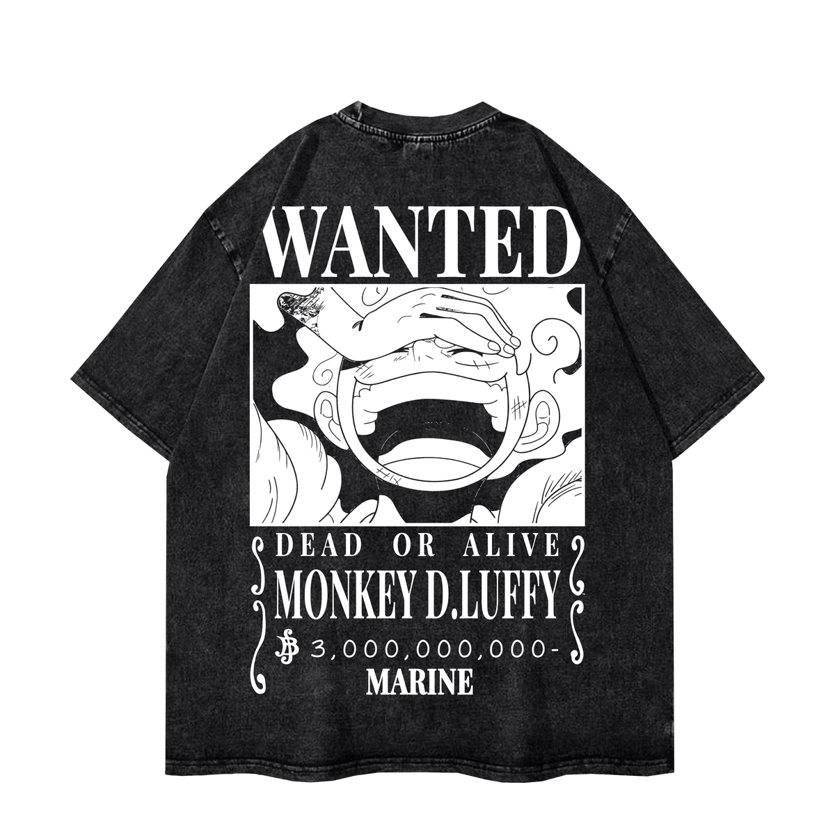 Luffy Wanted Tee Luffy Wanted poster One Piece t-shirt back design