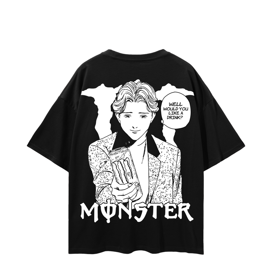 Black&White Monster Tee, back Black Monster t-shirt back with Johan Liebert design