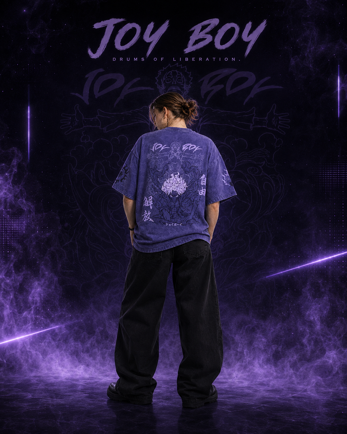 One Piece Luffy Gear 5 Nika Snow Washed Oversized Tee