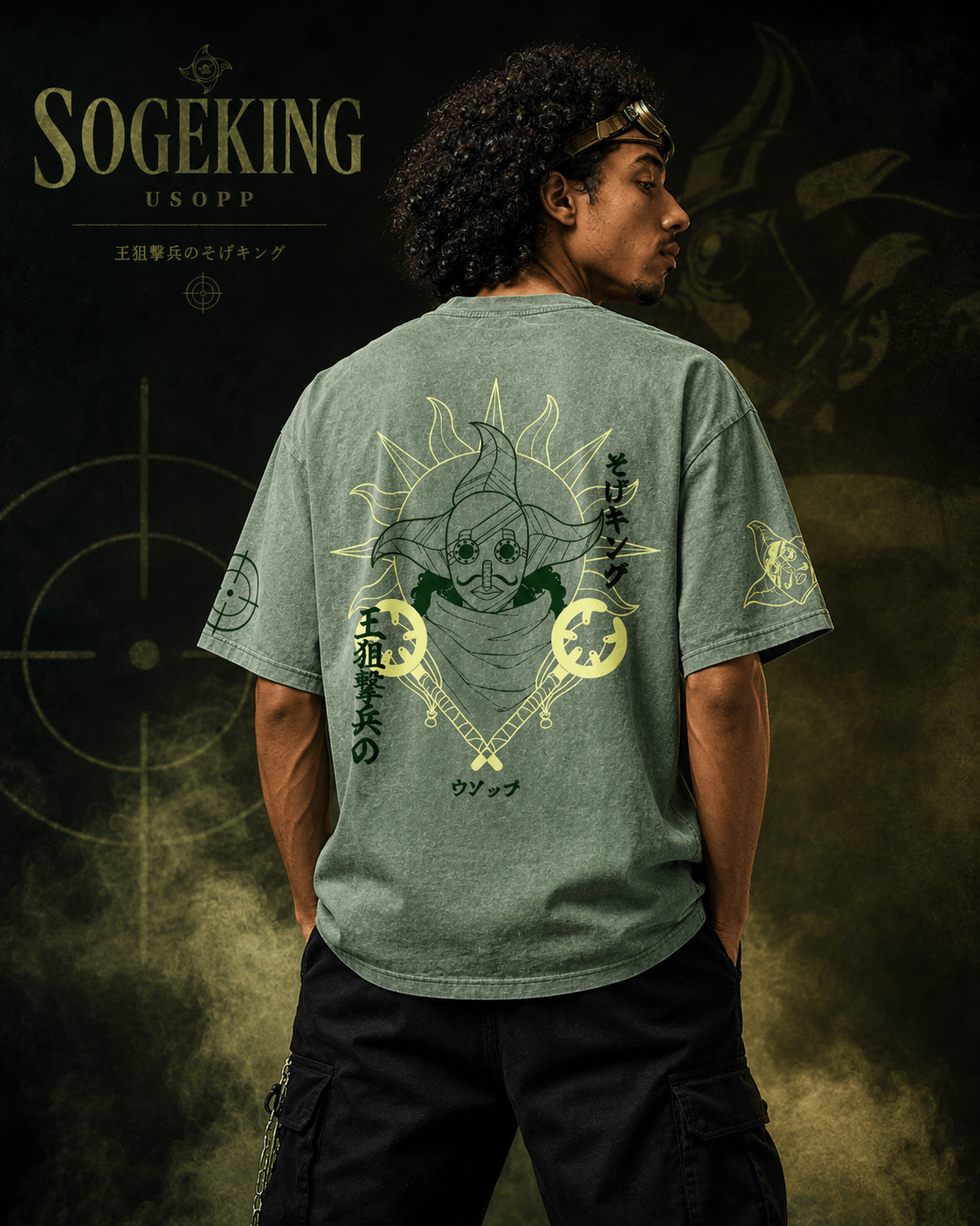 One Piece Usopp Sogeking Snow Washed Oversized Tee anime T-Shirt