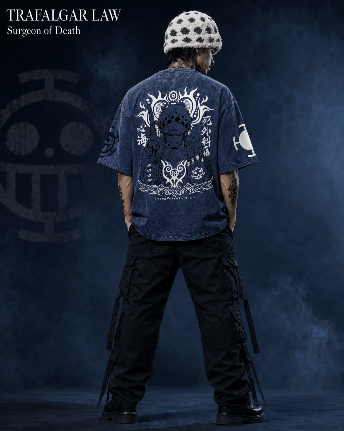 One Piece Law Surgeon of Death Snow Washed Oversized Tee anime T-Shirt