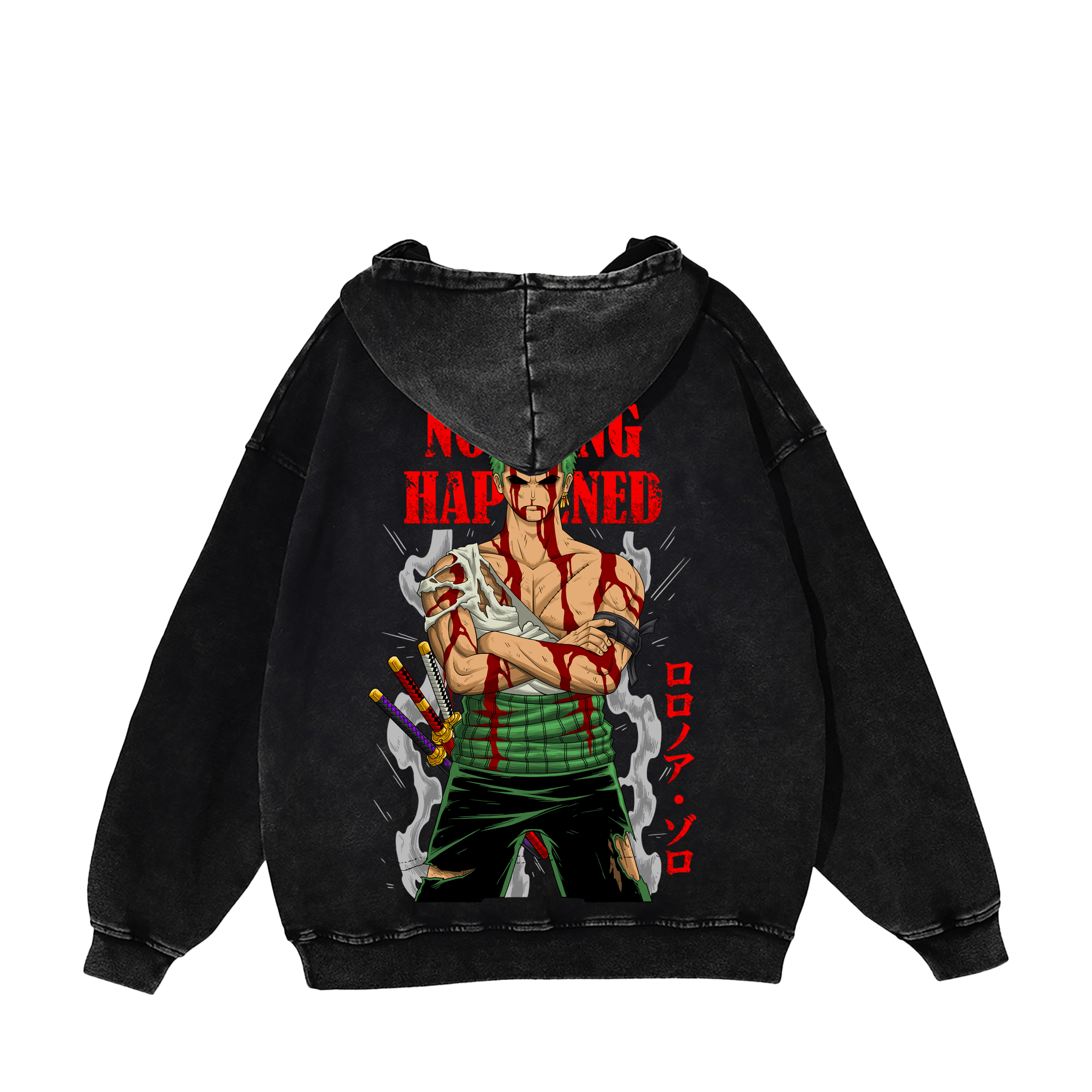 ZORO "NOTHING HAPPENED" HOODIE anime