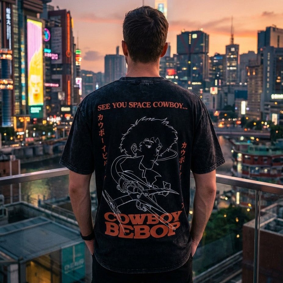 Cowboy Bebop Spike Spiegel graphic tee styled as everyday streetwear